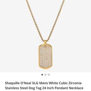 Shaquille O'Neal XLG Men's Gold and White Cubic Zirconia Necklace